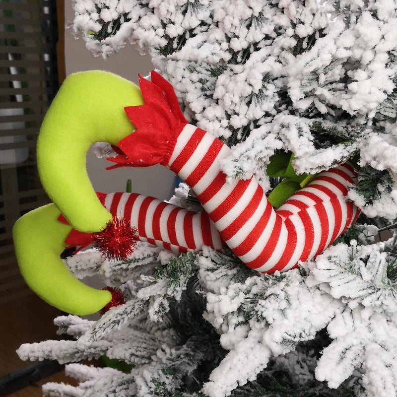 WEWILL 20'' Christmas Elf Legs Tree Decorations Stuffed Elf Leg for Xmas Home Party Tree Fireplace Ornaments (Green) - Image 4